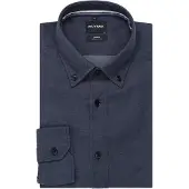 Olymp Langarmhemd "Casual", Herren, Gr. M, N-Gr, grau (marine), Web, Obermaterial: 100% Baumwolle, regular fit normal, 1-Knopf-Manschette, Hemden Langarmhemd, Button-down-Kragen, regular fit