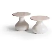 AEA Elegantes zweiteiliges Couchtisch Set mit runden Travertin Tischplatten