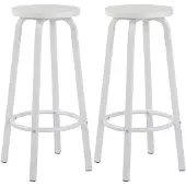 BellaFurn 2er-Set Barhocker mit runder Sitzfläche | Weiß | 30x30x71cm