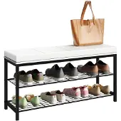VCM Schuhregal "Metall Holz Sitzbank Schuhregal Schuhbank Taliro", weiß, B:90cm T:30cm, Regale, Schuhregal