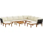 vidaXL 11 stk. Massives Akazienholz & Seil Natur