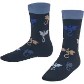 Falke Flying Dragons Kinder Socken, 23-26, Blau, Motiv,Tier, Baumwolle