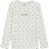 s.Oliver Langarmshirt JUNIOR, Mädchen, Gr. 116/122, sanftes weiß aop, Feinripp, Obermaterial: 95% Baumwolle, 5% Elasthan, bedruckt, slim fit normal, Rundhals, Shirts Langarmshirt, Slim-Fit-Passform