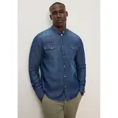 DELMAO Jeanshemd aus Baumwolle in Denim-Qualität, mit Stehkragen