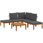 vidaXL 6 stk. Massives Akazienholz & Seil Natur