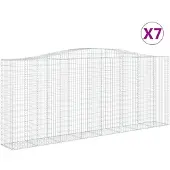 vidaXL Gabionen mit Hochbogen 7 Stk. 400x50x160/180cm Verzinktes Eisen