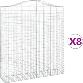 vidaXL Gabionen mit Hochbogen 8 Stk. 200x50x220/240cm Verzinktes Eisen