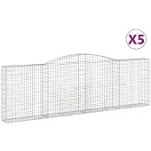 vidaXL Gabionen mit Hochbogen 5 Stk. 400x30x120/140cm Verzinktes Eisen