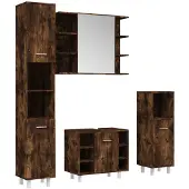 vidaXL 4-tlg. Badmöbel-Set Räuchereiche Holzwerkstoff
