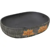vidaXL Aufsatzwaschbecken Grau und Schwarz Oval 59x40x14 cm Keramik