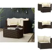 vidaXL 4-tlg. Garten-Lounge-Set mit Kissen Braun Poly Rattan - Gartenmöbel-Sets