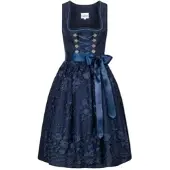 Nübler Dirndl NÜBLER "Midi Dirndl Gloria", Damen, Gr. 50, EURO, blau, Obermaterial: 100% Polyester PES., Kleider Dirndl