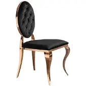 KAWOLA Esszimmerstuhl LINDA Barock rosé gold Velvet schwarz