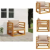 vidaXL Gartensessel mit Kissen Taupe Massivholz Akazie - Gartensofaelemente