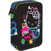 Patio CoolPack | Federmäppchen Jumper 3 Schwarz Neon, komplett ausgestattet, stilvoll und praktisch