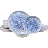 Creatable Teller-Set "Uno Mykonos glänzend, Geschirr-Set, 12-tlg.", blau (mykonos), 12, Steinzeug, Geschirr-Sets, Teller-Set, Modernes Spiraldekor, Reaktivglasur