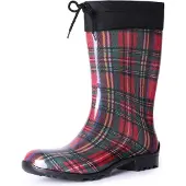 Ladeheid Damen Gummistiefel mit Stulpe LA-968 (Rot/Gitter, 42)