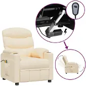 vidaXL Massagesessel Elektrisch Creme Stoff