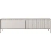Domo SENSO TV-Lowboard geriffelte MDF-Fronten, Push-to-Open, Beige, Metallbeine, 188x40x54 cm