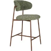 White Label Barhocker Claes im 2er-Set, Grün mit Metallgestell in Walnuss-Optik 44x51x94 cm