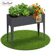 Floordirekt Metall Hochbeet Timo 100x30x80 cm mit Standfüßen für Balkon Terrasse Garten – Anthrazit