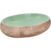 vidaXL Aufsatzwaschbecken Grün und Braun Oval 59x40x15 cm Keramik