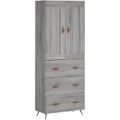 vidaXL Highboard Grau Sonoma 69,5x34x180 cm Holzwerkstoff