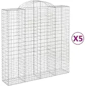 vidaXL Gabionen mit Hochbogen 5 Stk. 200x50x200/220cm Verzinktes Eisen