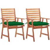 vidaXL Garten-Essstühle 2 Stk. mit Kissen Massivholz Akazie