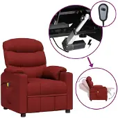 vidaXL Massagesessel Elektrisch Weinrot Stoff