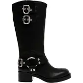 Steve madden - "Eastern" Motorrad-Stiefel für Damen, Leder, mit Schnalle GT53954 (36 EU) (Schwarz)