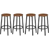 Sonstiges Barhocker 4er-Set Metallrahmen Rustikales Braun Schwarz 64cm Höhe
