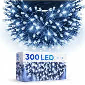 Home Markt24 Weihnachtsbaumlichter 300 Led, Kaltweiss, Mit Steuergerät Und 8 Lichtvarianten