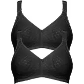 Susa Bügelloser BH "2er Pack BH ohne Bügel Topsy Plus", Damen, Gr. 75, Cup B, schwarz (schwarz schwarz), Stoff, Obermaterial: 40% Baumwolle CO. 30% Polyamid PA. 30% Elasthan EL., BHs Bügelloser BH