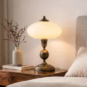 Jupiter Tischlampe Bolero , creme / amber, für Wohn- / Esszimmer, Metall, Antik, Tischlampe