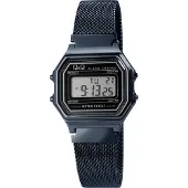 Q&Q Digitaluhr für Damen, Milanaisearmband, Edelstahl, 3 bar, blau