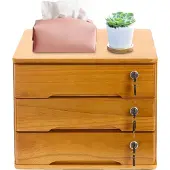 OEM Aufbewahrungsbox, 3-stufiges Design, abschließbare Schublade, HOLZ