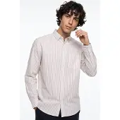Jack & Jones Langarmhemd "JJCOLE POPLIN STRIPE SHIRT LS", Herren, Gr. XS, N-Gr, beige (cloud dancer), Web, Obermaterial: 100% Baumwolle, unifarben, relaxed fit, Hemden Langarmhemd