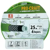 Procraft Gartenschlauch PR-4GH2525, 25 m, 1 Zoll, 4-lagig, druck- und UV-beständig