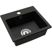 Kondela Granit-Küchenspüle mit Siphon Donyk 44,2x41,5 cm - schwarz