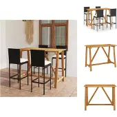 vidaXL 5-tlg. Gartenbar-Set mit Kissen Schwarz - Gartenmöbel-Sets