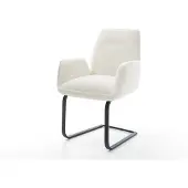 DELIFE Freischwinger Zoa-Flex Bouclé Soft Beige Freischwinger flach Schwarz Taschenfederkern