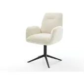 DELIFE Drehstuhl Zoa-Flex Teddystoff Beige Fußkreuz Schwarz 360° drehbar Wippfunktion Taschenfederkern
