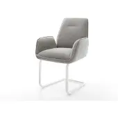 DELIFE Freischwinger Zoa-Flex Strukturstoff Soft Grau Freischwinger flach Weiß Taschenfederkern