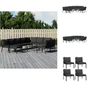 vidaXL 11-tlg. Garten-Lounge-Set mit Grauen Kissen Stahl - Gartenmöbel-Sets