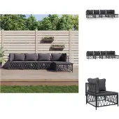 vidaXL 5-tlg. Garten-Lounge-Set mit Kissen Anthrazit Stahl - Gartenmöbel-Sets