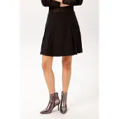 Aniston Minirock CASUAL, Damen, Gr. 34, schwarz, Web, Obermaterial: 74% Polyester, 20% Viskose, 6% Elasthan, unifarben, figurbetont kniefrei, Röcke Minirock, mit trendigen Falten - NEUE KOLLEKTION