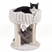 KOMFOTTEU Kratzbaum klein mit weicher Sitzfläche , 2 Sisalstämmen & Spielball