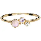 Elli DIAMONDS Silberring "Ring mit Opal Mondstein Diamant im Brillantschliff (0.015 ct) 375 Gelbgold" Gr. 56, gold, Fingerringe, Damen, 56, Gelbgold 375, Silberring