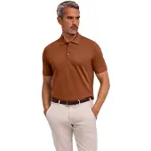 Falke Essential Herren Polo Shirt, L, Braun, Struktur,Uni, Baumwolle